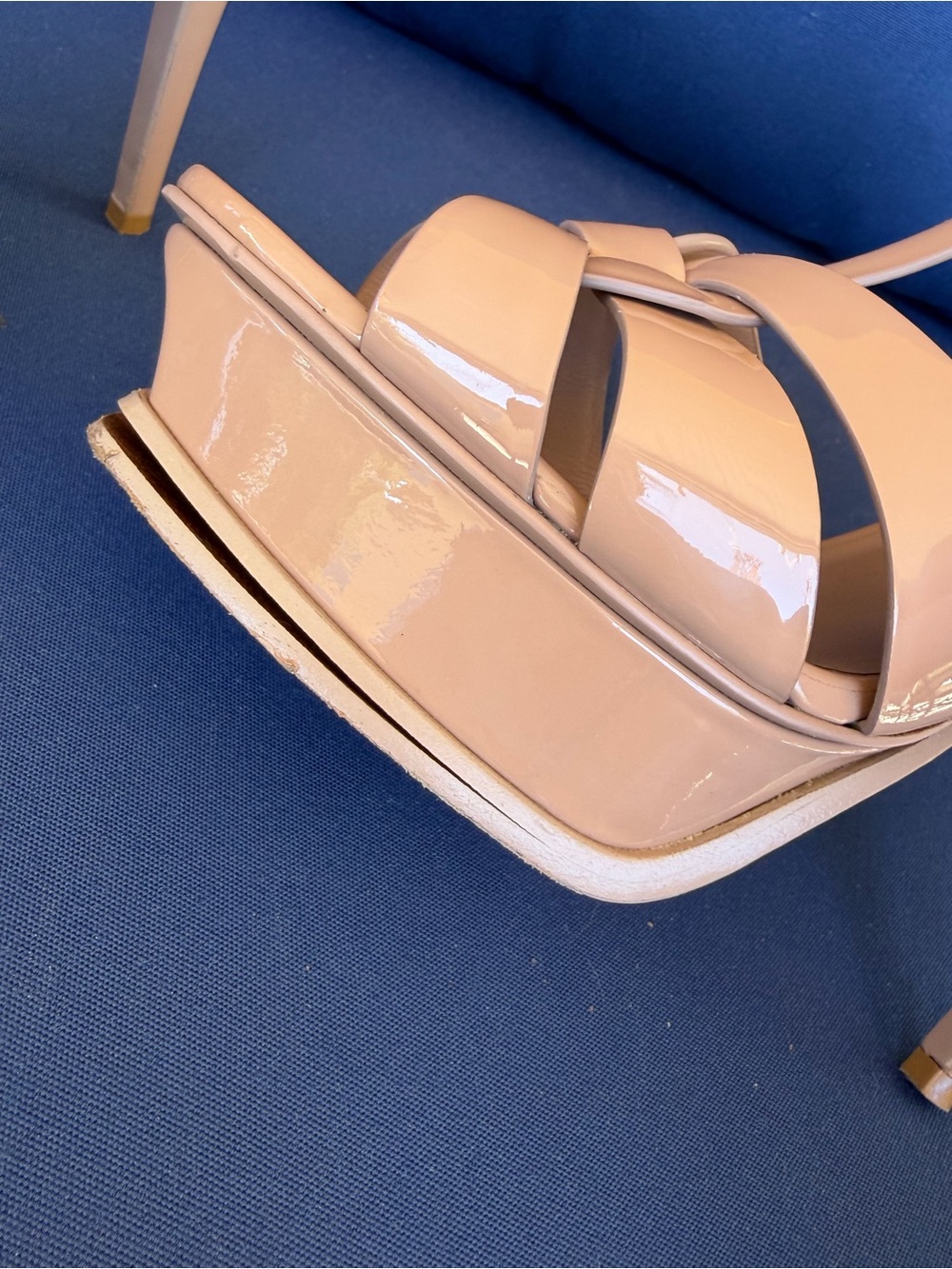 Saint Laurent Tribute 105 Nude Patent Leather Platform Sandal Heels YSL Size 41 - Picture 9 of 16